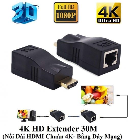 4K HD Extender 30M (Nối Dài HDMI Chuẩn 4K bằng Dây LAN 30m)