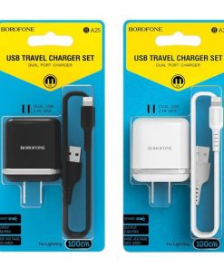 Bộ sạc Borofone BA25 iphone lightning, 2 ổng usb