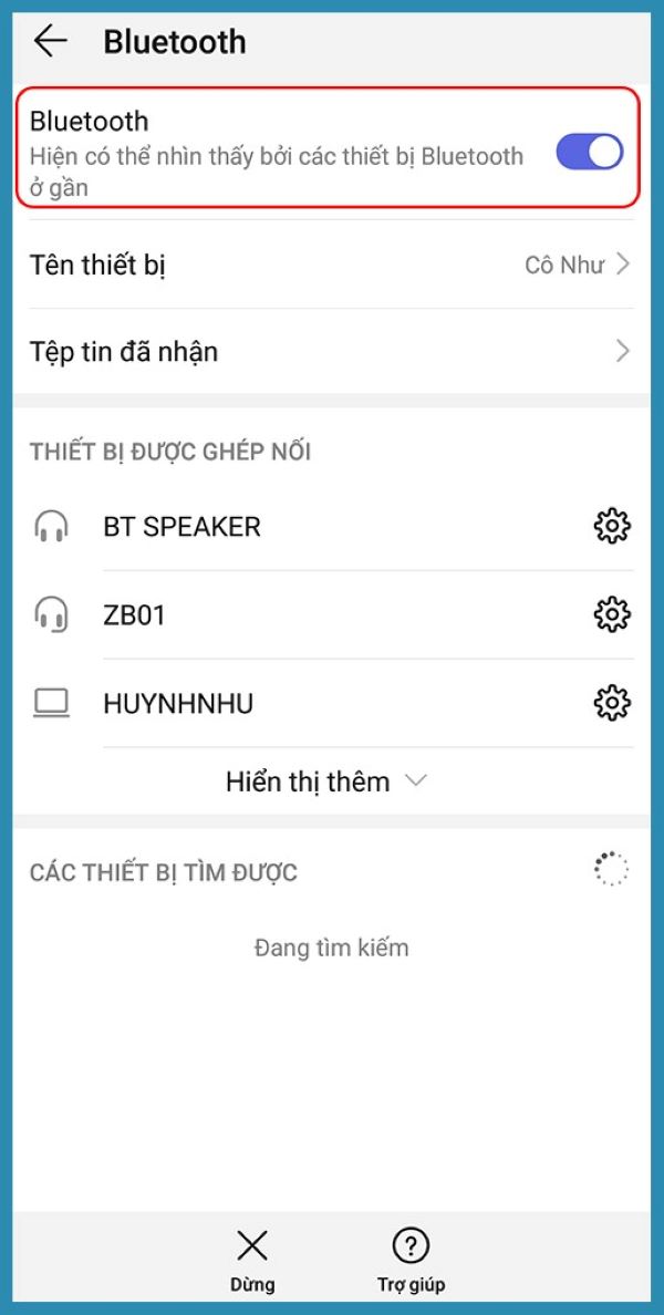 Mở bluetooth để điện thoại tìm tai nghe